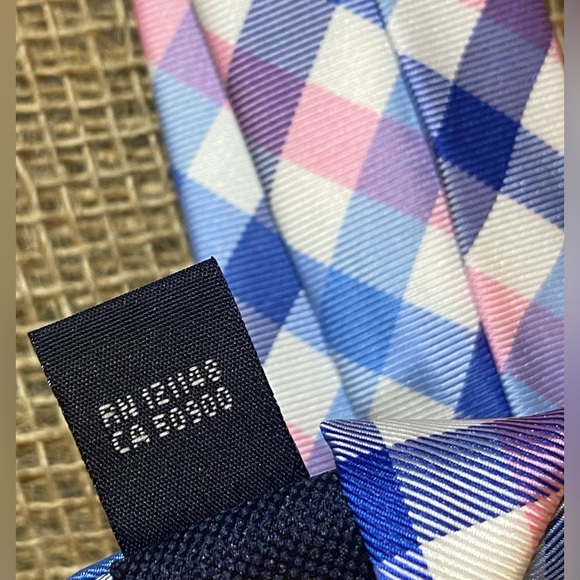 Izod Neck Tie, Blue/Pink Plaid, 3” Wide - Picture 5 of 7